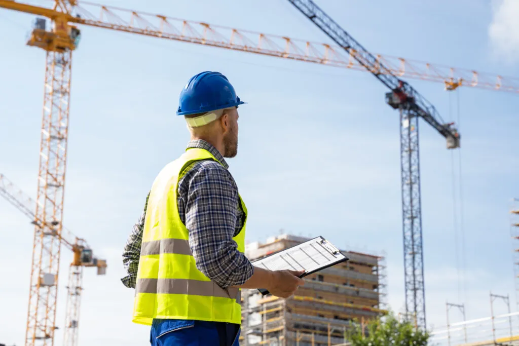 OSHA Inspector At Construction Site.